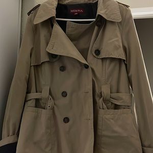 Khaki Trench Coat with brown lining and buttons